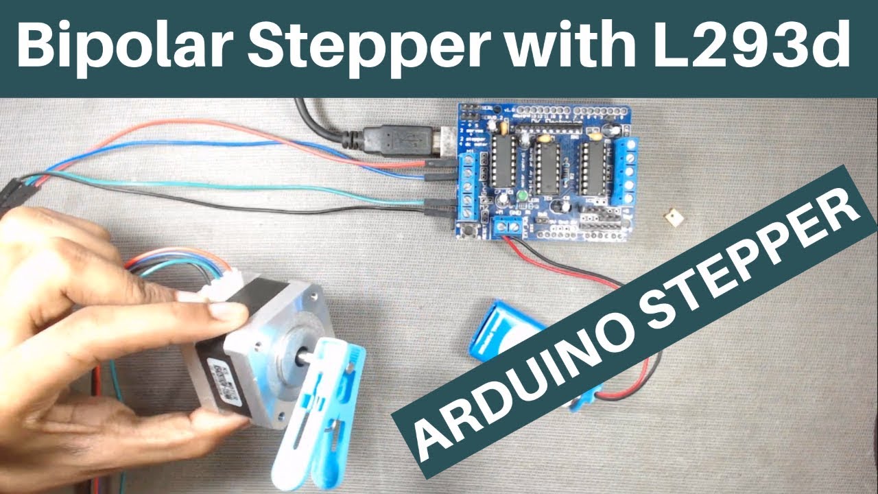 How to connect  bipolar Stepper motor with L293d motor driver and Arduino | NEMA 17 series example